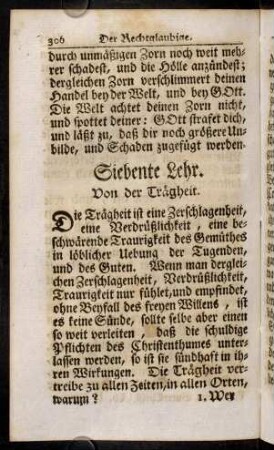 306-329, Siebente Lehr. Von der Trägheit; Achte Lehr. Von dem Müsziggange