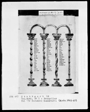 Evangeliar — ---, Folio 11versoKanontafel