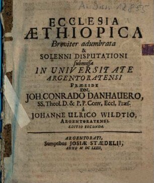 Ecclesia Æthiopica Breviter adumbrata