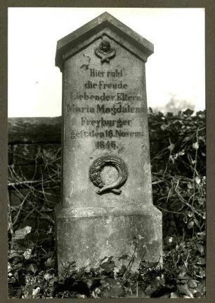 Friedhof, Grabstein der Maria Magdalena Freyburger, 1846
