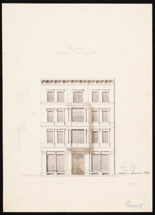 Wohnhäuser Ritterstraße 61-65, Berlin-Kreuzberg: Wohnhaus Knoblauch Nr. 65: Ansicht und Details