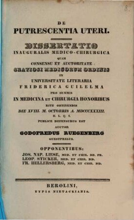 De putrescentia uteri : diss. inaug. med.-chir.