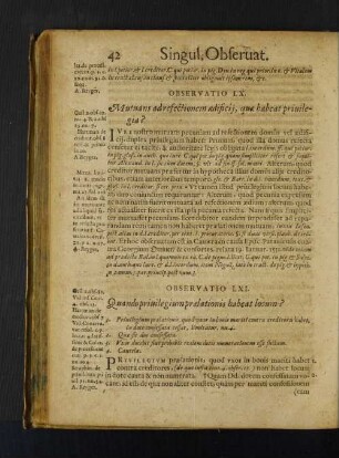 Observatio LXI. Quando privilegium praelationis habeat locum?