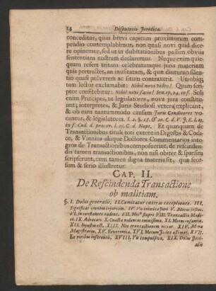 Cap. II. De Rescindenda Transactione ob malitiam.