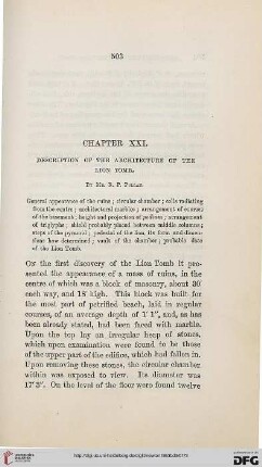 Chapter XXI: Description of the Architecture of the Lion Tomb