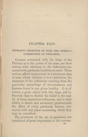 Chapter XXIV. Geomancy - Selection of Sites for Burial - Construction of Dwellings.