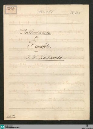 Der Gemütliche - JWK Mus.Ms. 185 : pf; G; StrK WoO 4.12