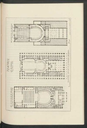 [Plantas de los teatros de la Scala de Milán, de Burdeos y de Vergara]