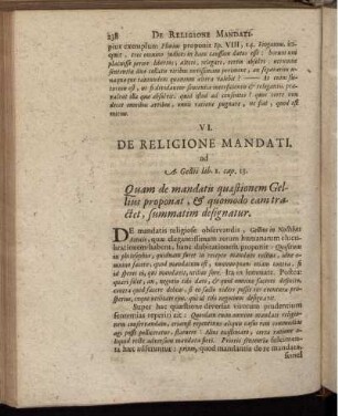 VI. De Religione Mandati.