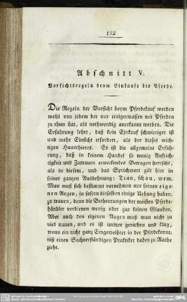 Abschnitt V. Vorsichtsregeln beym Einkaufe der Pferde