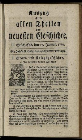III. Stück, Cob. den 17. Januar, 1759.