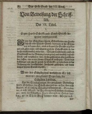 Der VII. Titul. Von Beweisung der Schrifften