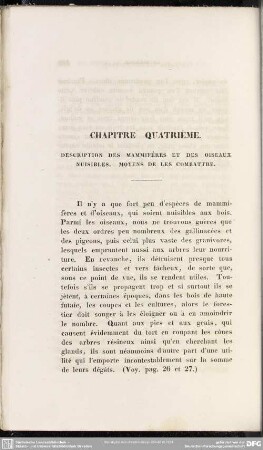 Chapitre quatrieme. Description des mammiferes et des oiseaux nuisibles. Moyens de les combattre