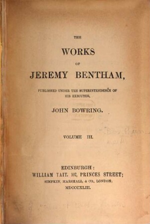 The works of Jeremy Bentham. 3