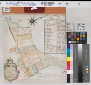 Isselhorst (Gütersloh) Teilung der Haarheide mit Register 1771 100 Ruten = 13,3 cm 37 x 33,5 kol. Zeichnung Gebr. Graff Spez.Verz. Markenkarten XI Nr. 20