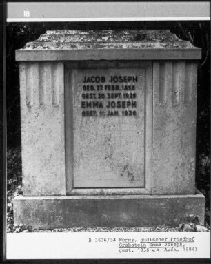 Grabstein von Emma Joseph (+ 1929.09.30) und Jacob Joseph (+ 1930.01.11)