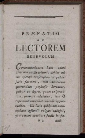Præfatio Ad Lectorem Benevolum.