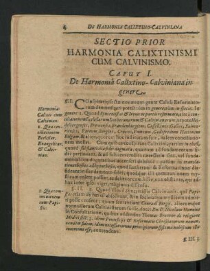 Caput I. De Harmonia Calixtino-Calviniana in genere.