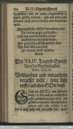 Der XLIV. Tugend-Spruch, Von der Gutthätigkeit