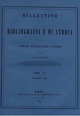 Tomo XV. Novembre 1882.