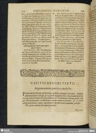 Capitis Decimi Tertii. Argumentum, partitio, analysis