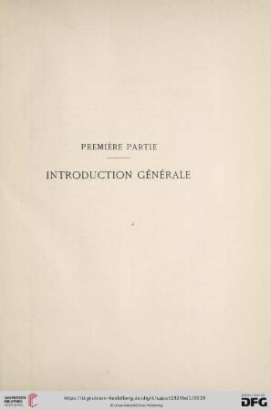 Première partie: Introduction général