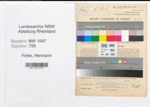 Entnazifizierung Hermann Finke , geb. 15.01.1905 (Beamter)