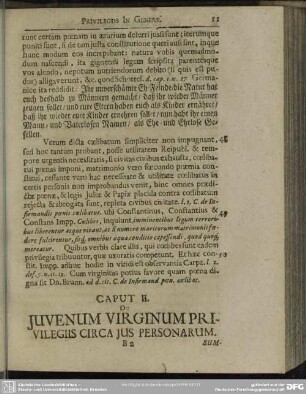 Caput II. De Iuvenum Virginum Privilegiis Circa Ius Personarum