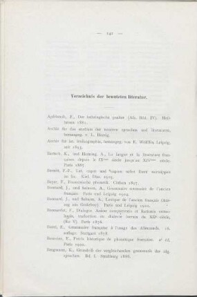 Verzeichnis der benutzten literatur.