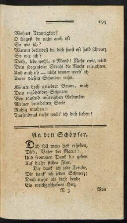 An den Schöpfer.