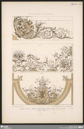 Eckverzierung, Einfassungsmotiv, Motiv in einem Rundbogen anzuwenden (Stil Louis XV)