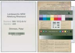 Entnazifizierung Peter Dimmers , geb. 23.08.1901 (Lehrer)
