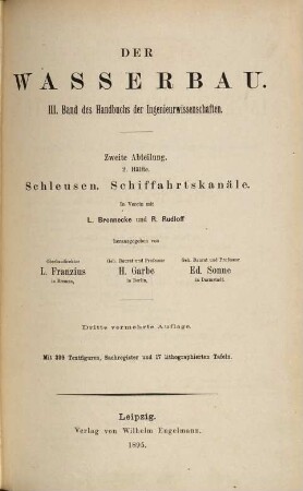 Der Wasserbau, 2,2. Schleusen, Schiffahrtskanäle