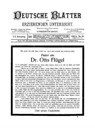 Dr. Otto Flügel : Nachruf