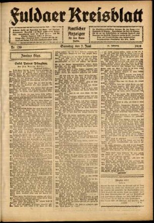 Zweite Ausgabe vom Samstag, den 07. Juni 1919.
