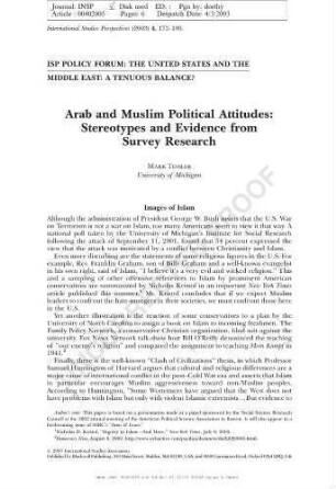 1: Arab and Muslim political attitudes : stereotypes and evidence from survey research