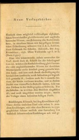 Neue Verlagsbücher.