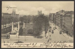 Ansichtskarte "Mariannenplatz mit Feuerwehr-Denkmal"