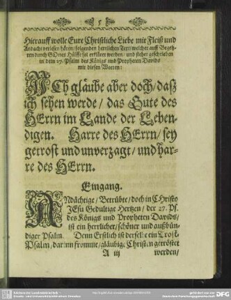 Leichenpredigt : Christliche Leich-Predigt. Eingang. Lehr und Erinnerung. Lehr