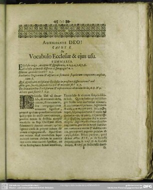 Caput I. De Vocabulo Ecclesiae & eius usu.