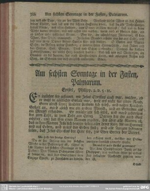 Am sechsten Sonntage in der Fasten, Palmarum. Epistel, Philipp. 2. v. 5-11