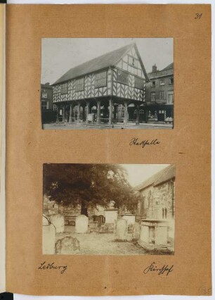 Market House, Ledbury. Friedhof, Ledbury: Ansichten (aus: Skizzen- und Fotoalbum 26)