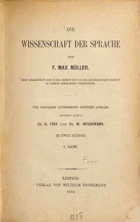 Die Wissenschaft der Sprache : in zwei Bänden, 1