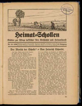 Heimat-Schollen 10. Jahrgang, Nr. 10, 1930