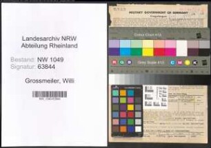 Entnazifizierung Willi Grossmeiler , geb. 13.10.1904 (Koch)