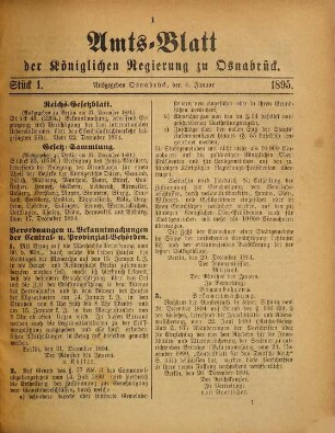 Amtsblatt für den Regierungsbezirk Osnabrück. 1895