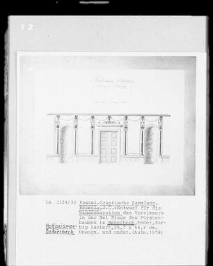 Entwurf für die Wandgestaltung des Vorzimmers in der Bel Etage des Fürstenhauses in Beberbeck