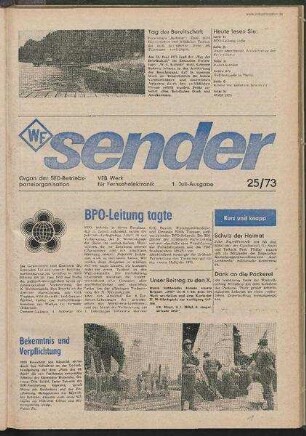 Betriebszeitung 'WF-Sender', Nr.25/1973 (1. Juliausgabe 1973)
