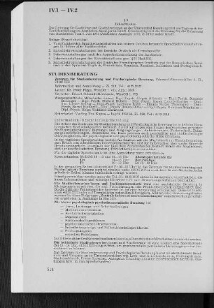 IV.2 Studienberatung