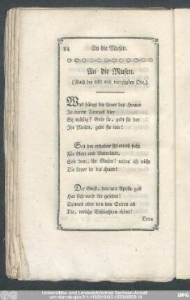 An die Musen. (Nach der acht und vierzigsten Ode.)
